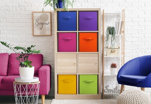 Sorbus 6-Pack Fabric Storage Cubes (11 Inch, Bright Rainbow)