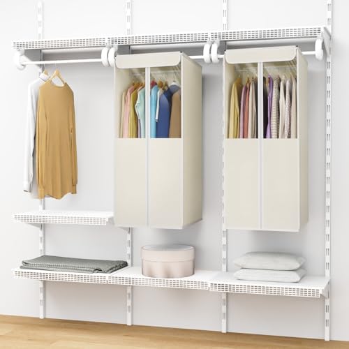 Univivi Garment Bags for Hanging Clothes, Cloth Bag 40 In, 2 PCS, Beige