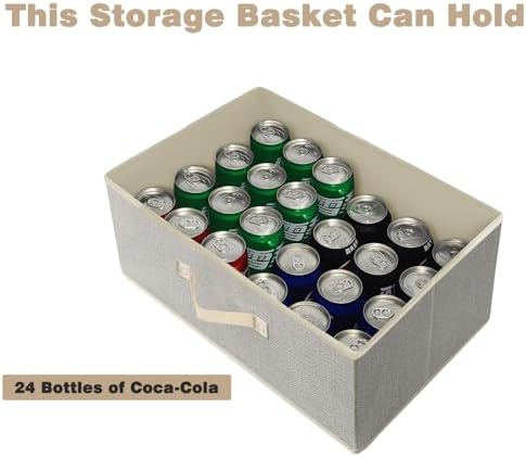 Storage Baskets, 15.7 Inch Woven Fabric Bins, Storage Cubes with Reinforced Handles, Organizer Bins for Closet Shelves, Foldable, Clothes. (2PCS/Beige-15.7*11*7.8inch)
