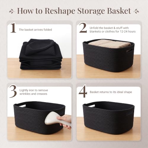 4 Pack Storage Baskets for Shelves, 17"x13"x7.5" & 7"x7"x3.5"
