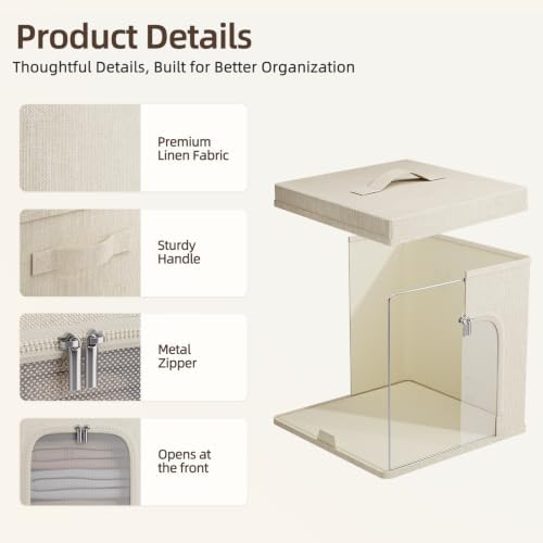FHSQX 3 Packs Fabric Collapsible Storage Bins with Lids
