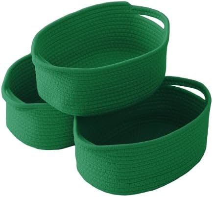JMvicyroam Small Woven Basket, Empty Gift Basket, Green/3 Pack