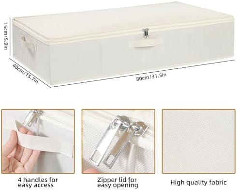 Underbed Storage Organizers,Beige,3 Pack,31.5x15.7x5.9 Inch