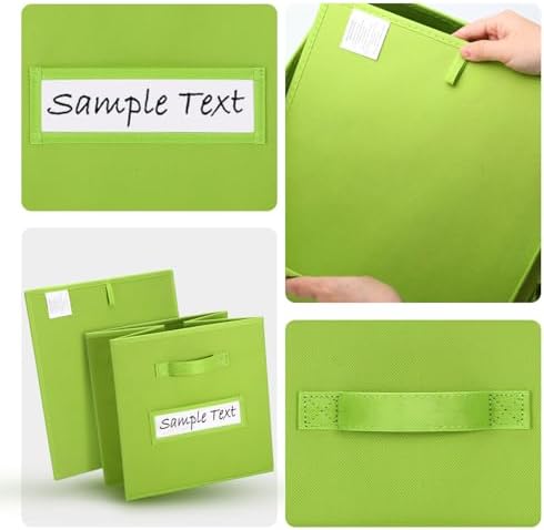 11x11 storage cube bins (Set of 10) Foldable Fabric storage cubes with 10 Labels Window Cards & a Pen,11 inch cube storage bin,Closet Organizers for Shelves,Cubby Organizer Boxes,lime green