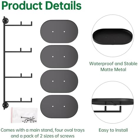Rotating Window Shelves for Multiple Plants Indoor,4-tier Metal Corner Black Plant Stand Holder Floating Hanger Shelf for Wall，Windows Sill Gifts for Planter Lover to Enhance Home Decor