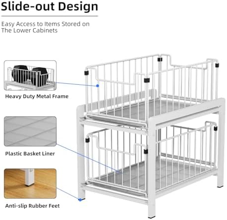 2-Tier Pull Out Cabinet Organizer, Slide Out Under Sink Organizer