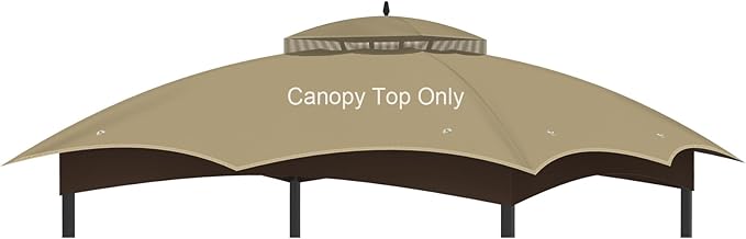 Replacement Gazebo Canopy Top Cover for 10 x 12, Double Tiered Waterproof Canopy Roof for Lowe's Allen Roth Gazebo #GF-12S004B-1 (Khaki)