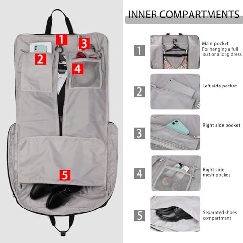 BESMART Garment Bags for Travel, 51" Large Suit Bag for Business Trips