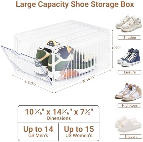 BROVIEW XX-Large Shoe Sneaker Storage Boxes for Size 14, 1 Pack Shoe Boxes