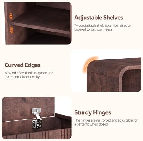 L-Shaped Shoe Cabinet Bench with Flip-Open Box & Shelf, Espresso