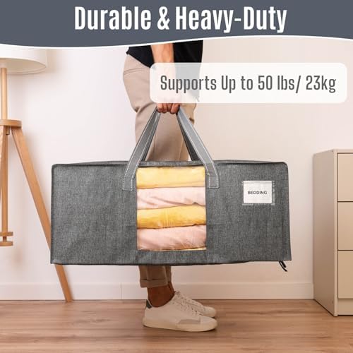 VENO Heavy Duty Moving Bags, Storage Bags, Clear Window, Gray, 6 Pack