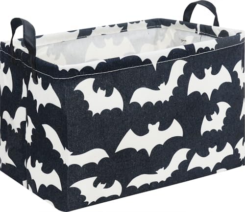 Rectangle Storage Basket with Handles,Collapsible Storage Bin,Books Box,Gift Basket(Bat)