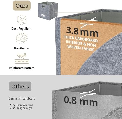 DECOMOMO Felt Storage Bins, 13 inch Cube Storage Bin with Labels