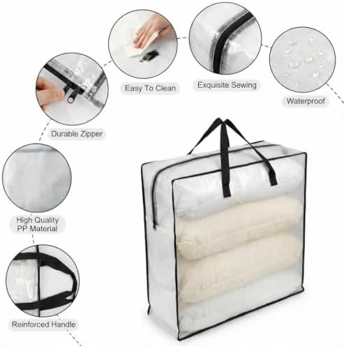 95L Underbed Storage Bag, Clear Blanket and Comforter Organizer with Handles, 1 Pack