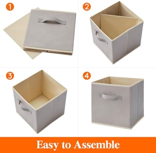 Lifewit Storage Cubes, 13 Inch Organizer Bins, 36L Light Gray, 12 Packs