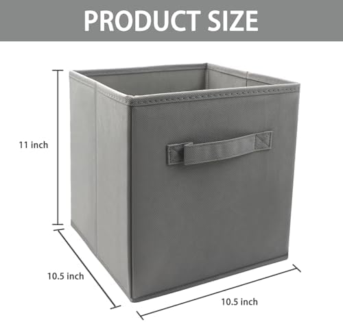 EBIGIC storage bins collapsible storage bins，cube storage organizer （Pack of 3） 10.5*10.5*11inch，For home and office Collapsible Closet Shelf Organizers, Drawer Organizers(Grey)