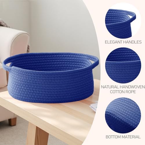 JMvicyroam Small Woven Basket, Empty Gift Basket, Navy Blue/1 Pack
