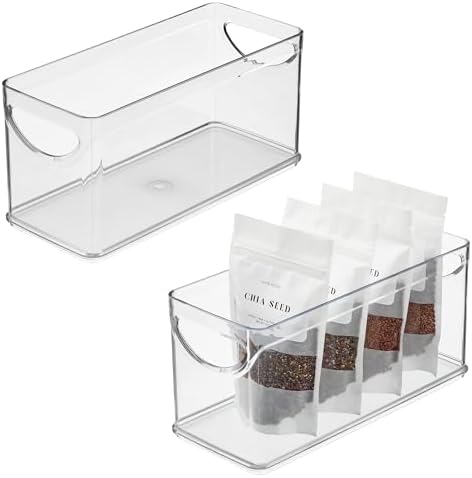 iDesign Narrow Pantry Bin, Set of 2, Clear