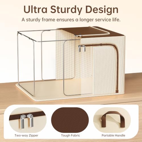 Clothes Storage Bins, 3 Openings, 100L, Brown