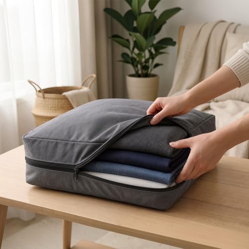 6 Pcs Cotton Canvas Sweater Storage Bag, 20"x14"x5" Closet Organizer Bag