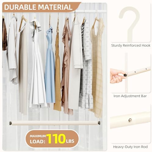 STORAGE MANIAC Adjustable Closet Rod for Hanging Clothes, 2 Pack White