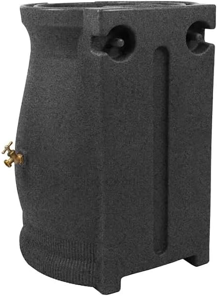 Rain Wizard Decorative Urn Rain Barrel, Durable polyethylene Resin, with Brass Spigot, Flat-Back Design,Perfect for Gardening Any Home (Dark Granite, 50 Gallon)