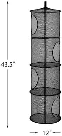 Hanging Stuffed Animal Storage Hammock Net 4 Tiers, Black