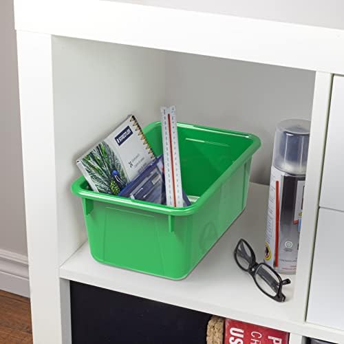 Storex Small Cubby Bins, Pack of 5, 12.2 x 7.8 x 5.1 Inches, Green (62417U05C)