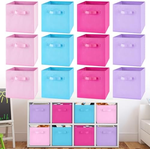Yinder 12 Pcs Cube Storage Bin Multicolor 10.5''x10.5''x11'' Storage Cubes