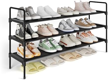 Kitsure Long Shoe Rack for Closet, 36.1" Wide - 3 Tiers, Black