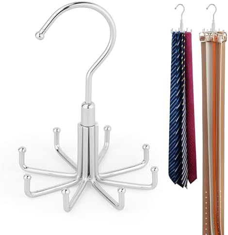 ZEDODIER Tie Hanger for Closet, Rotating Tie Organizer, Holds 8 Ties