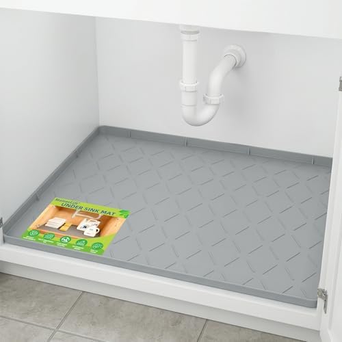 Mateeylife Under Sink Mat Kitchen Waterproof, Silicone Sink Tray 22"X34"