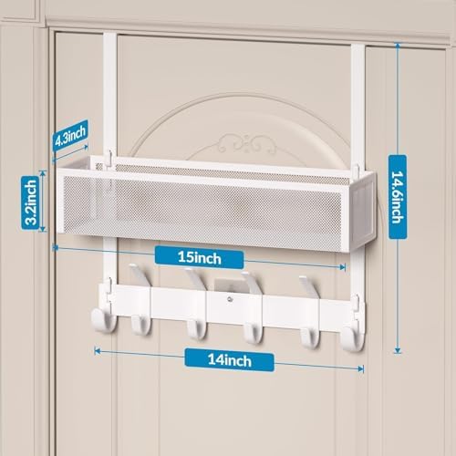 Over The Door Hooks Organizer, Over Door Towel Rack,Fits Doors 1 3/4"