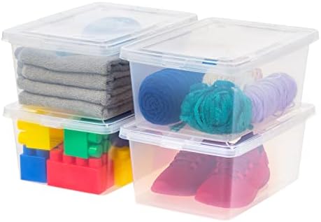IRIS USA 4-Pack 15 Qt Storage Bins with Lids, Clear, Stackable