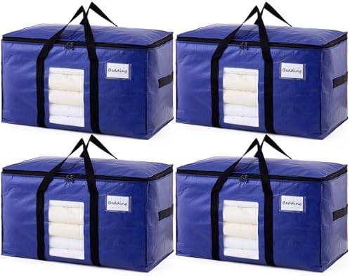 TAILI 4 Pack Dark Blue XXL Moving Bags,Storage Bags with Visible Window