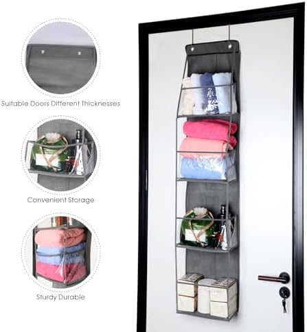 4-Shelf Over the Door Storage Hanging Closet Organizer (Grey)