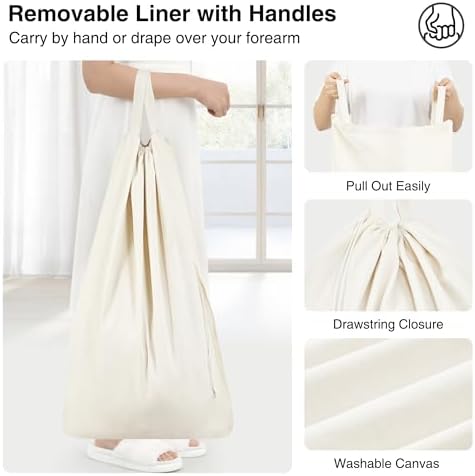 STO STO Laundry Hamper with Lid, 90L Sturdy Steel-Frame Clothes Hamper with Removable Washable Liner, Breathable Large Laundry Basket for Bedroom, Bathroom, Laundry Room, Dorm, Closet