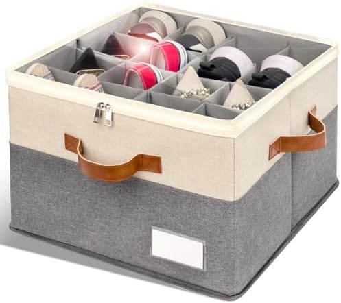 1 Pack Shoe Organizer for Closet Foldable Storage Box with Clear Cover