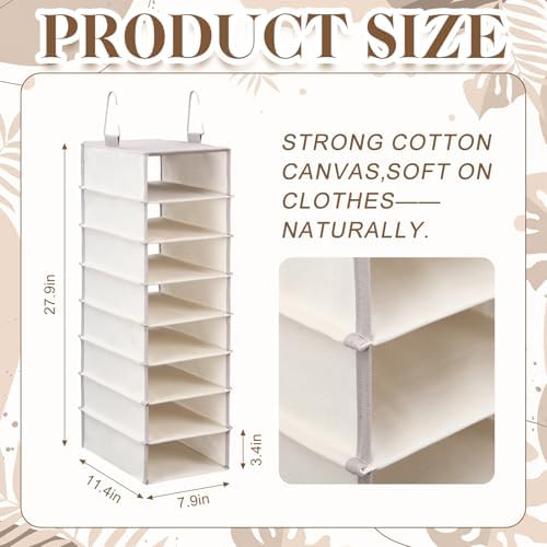 Tudomro 8 Shelf Hanging Sweater Closet Organizer Beige Canva Storage Shelve