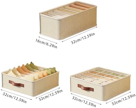 Underwear Organizer for Drawer – 20 Grid Fabric Sock Organizer, Honeycomb Storage Tray for Bras, Panties, Socks, Scarves, Fit Dresser & Closet, Beige