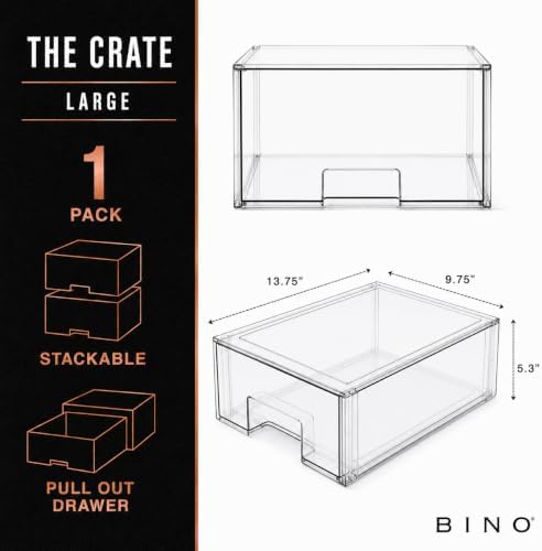 BINO | Stackable Storage Drawers, Large - Clear | THE CRATE COLLECTION | Storage Bins With Drawers | Bathroom Organizers | Under Sink Organizer | Vanity Cabinet Home Organization