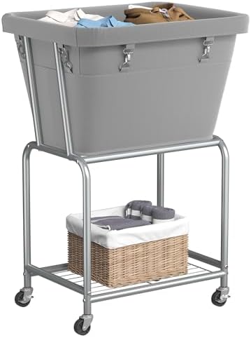 ELYKEN Rolling Laundry Hamper with Wheels, Removable Bag, Laundry Cart