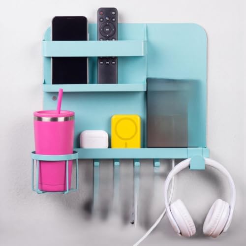 Novabright Bedside Wall Organizer Metal Shelf for Dorm Bedroom,Teal Color