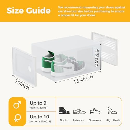 NEWBULIG 15 Pack Clear Shoe Storage Boxes, XXL-Stackable Sneaker Storage Case with Lids, Shoe Display Containers Organizer for Closet, Under Bed, Entryway, White