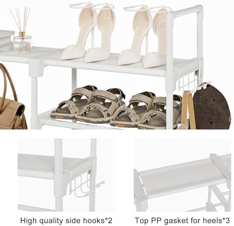 WOWLIVE 9 Tier 3-Column Shoe Rack, 50-55 Pairs Stackable White