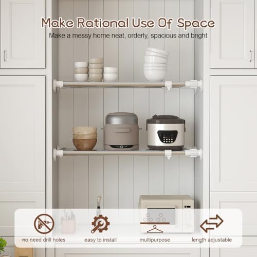 Hershii Expandable Shelf Rod Closet Tension Shelf for Closet
