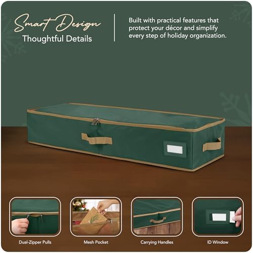 Covermates Keepsakes Underbed Storage Bag - Carrying Handles, Mesh Interior Pocket - Holiday Storage, Green