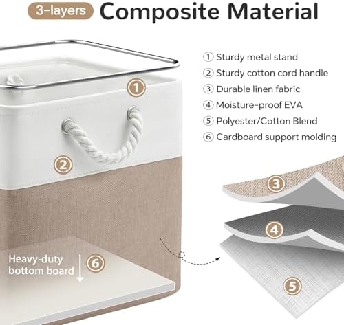 13x13 Inch Foldable Fabric Cube Storage Bins with Handles 6 Pack