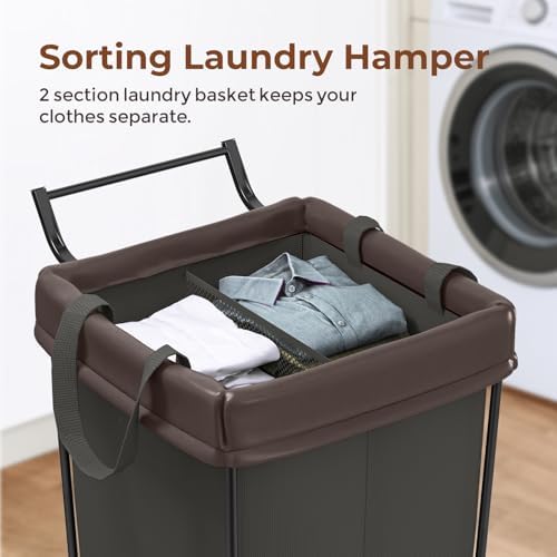 160L Rolling Laundry Hamper with Wheels and Handle, Rolling Laundry Basket