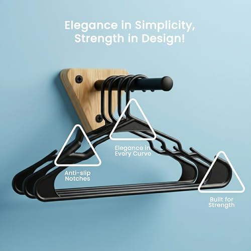 Utopia Home Plastic Hangers 30 Pack – Space Saving Clothes Hanger Black